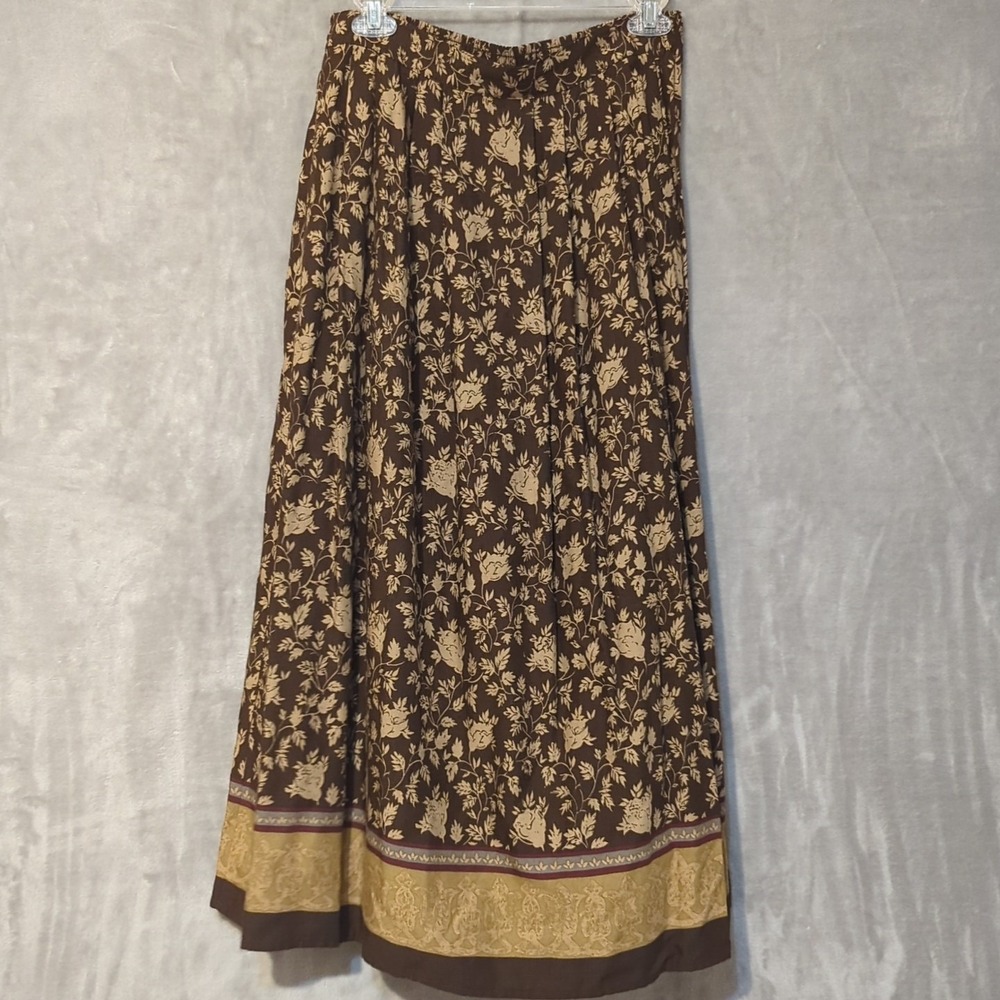Vintage Sag Harbor Skirt Boho Floral Maxi Hippie Pleated Size Medium